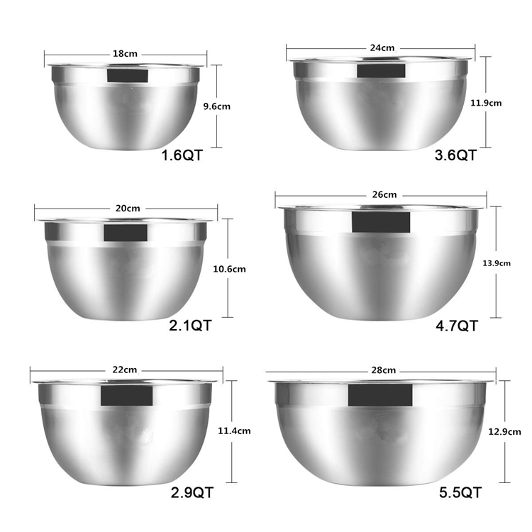Stainless Steel Mixing Bowls 6 Pcs Set